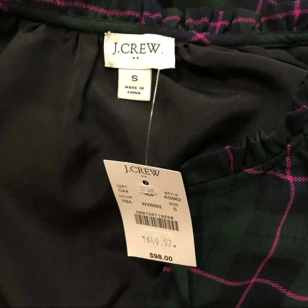 J. Crew blackwatch plaid midi dress